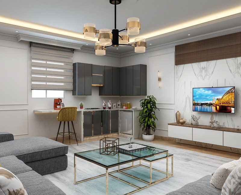 Mẫu thiết kế nội thất căn hộ chung cư 72m2 phong cách Luxury