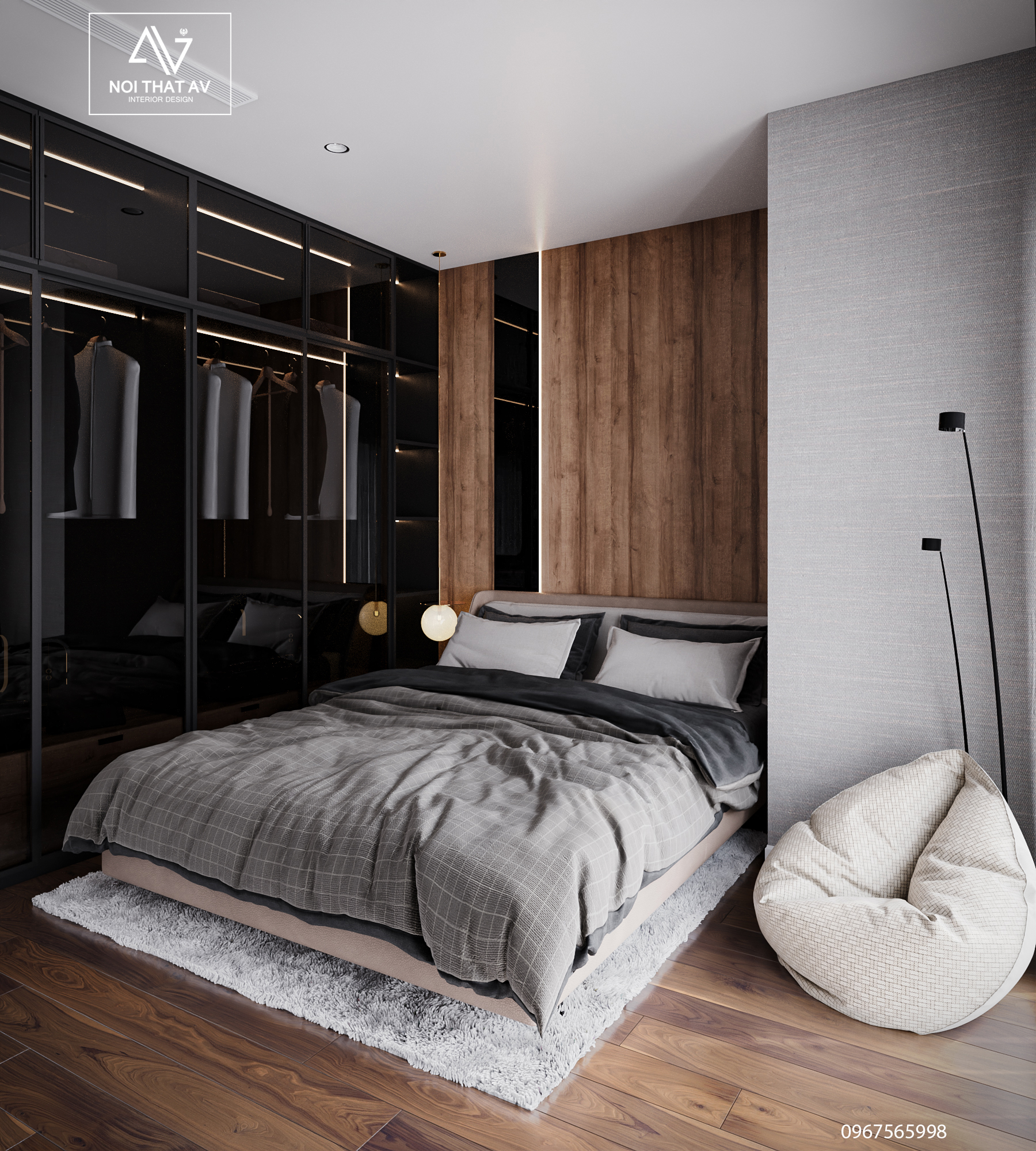 Thiết kế nội thất phòng ngủ biệt thự theo phong cách tân cổ điển