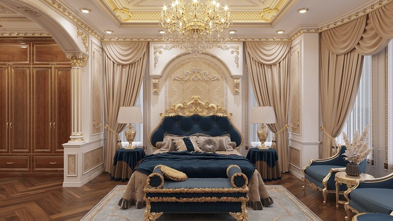 Mẫu thiết kế nội thất biệt thự cổ điển có phòng ngủ tinh tế