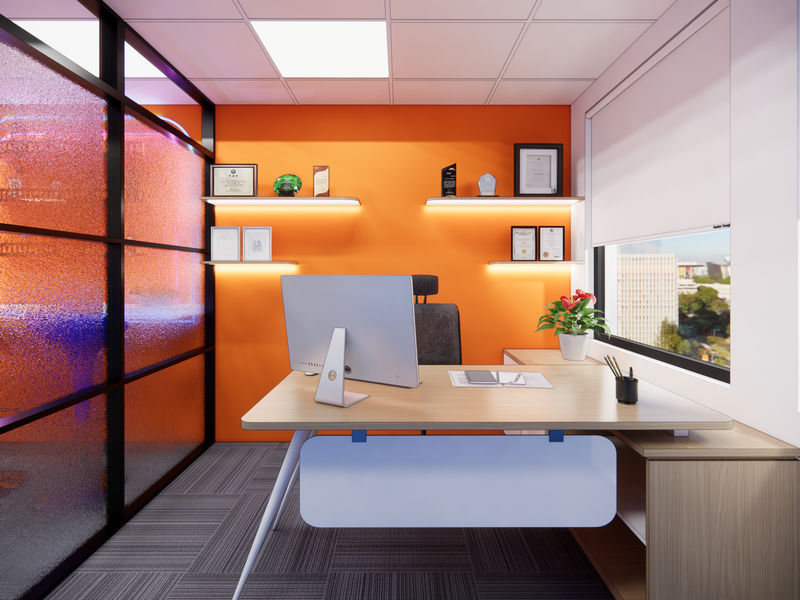 Thiết kế nội thất văn phòng với màu sắc nổi bật