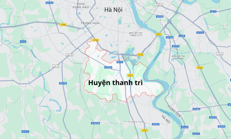 Vị trí địa lý huyện Thanh Trì