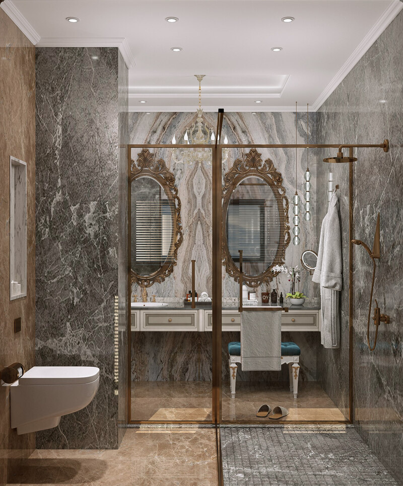 Mẫu phòng tắm phong cách thiết kế nội thất Cổ Điển (Classic Style)