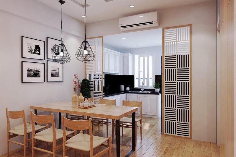 Mẫu thiết kế nội thất chung cư nhỏ 50m2 khu vực phòng bếp 2