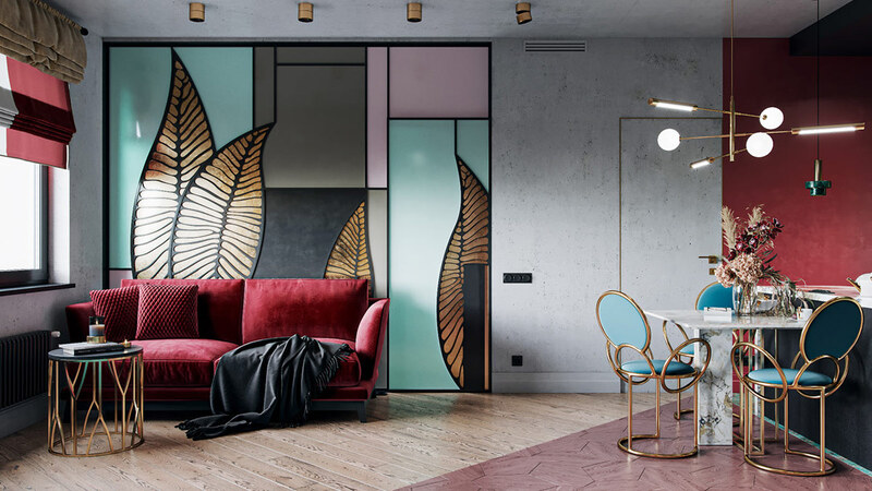 Mẫu thiết kế nội thất phong cách Art Deco khu vực phòng khách