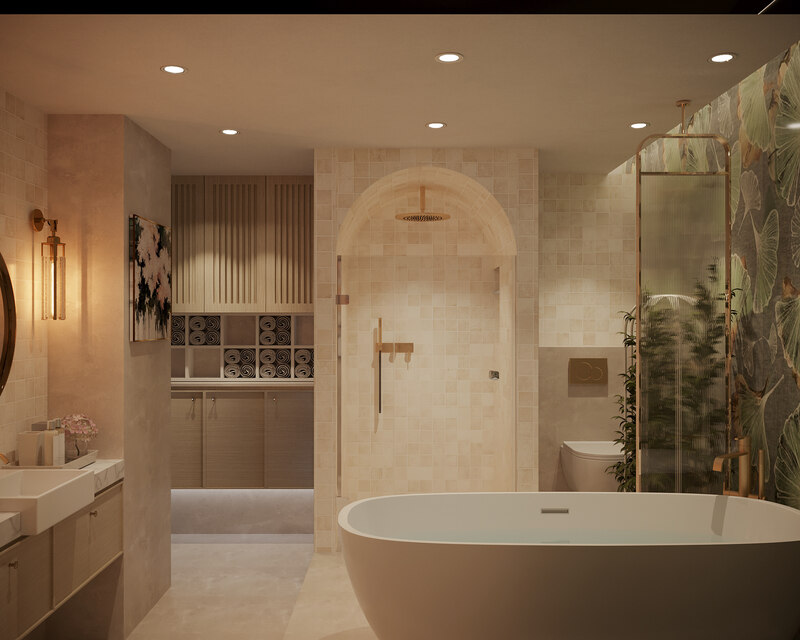 Mẫu thiết kế nội thất phòng tắm phong cách Luxury