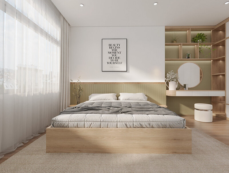 Hình ảnh phòng ngủ phong cách thiết kế Wabi Sabi