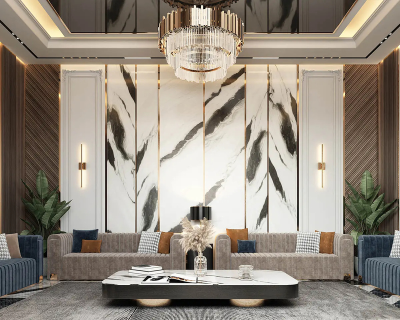 Thiết kế nội thất biệt thự Luxury các phào chỉ được chạm khắc với độ tinh xảo cao