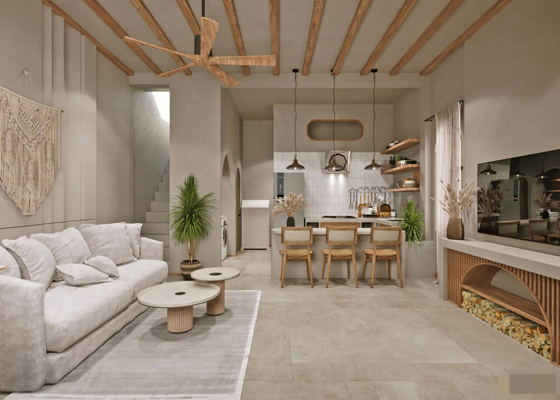 Mẫu thiết kế nội thất chung cư phong cách Wabi Sabi