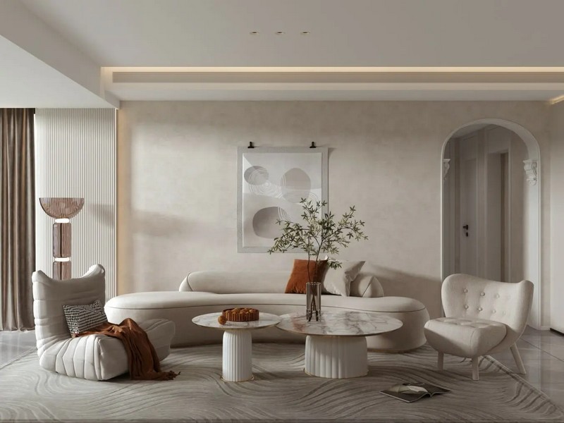 Không gian thiết kế nội thất phong cách Wabi Sabi được bài trí tối giản với những món đồ giản dị, mộc mạc