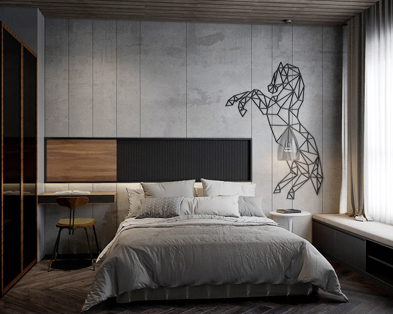 Phòng ngủ theo phong cách nội thất công nghiệp thường được thiết kế khép kín