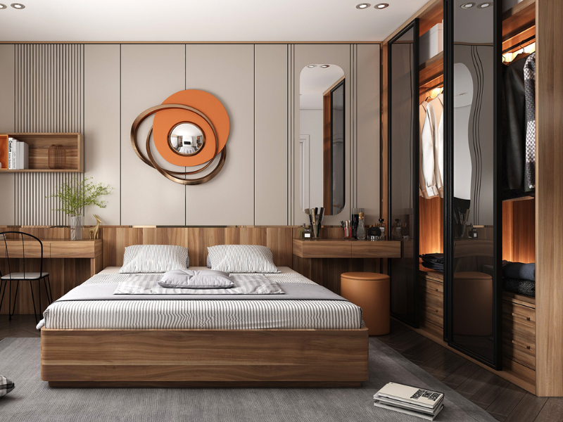 Mẫu thiết kế nội thất phòng ngủ thông minh với bàn trang điểm đa năng