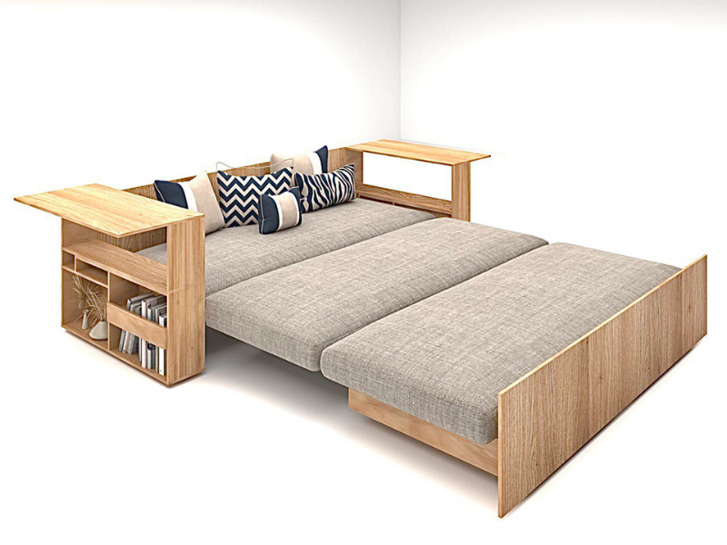 Mẫu thiết kế nội thất phòng ngủ thông minh với Sofa giường