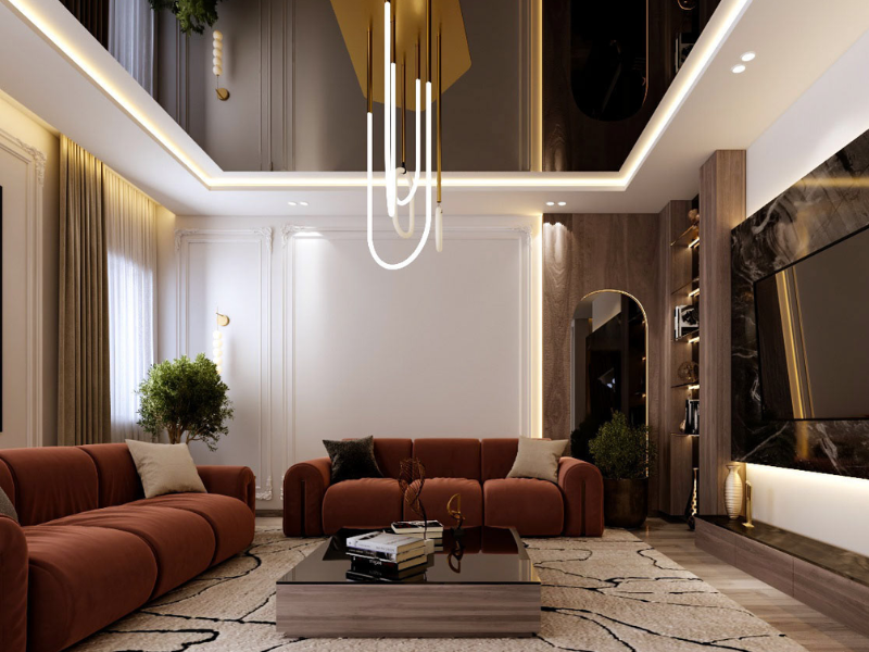 Mẫu thiết kế phòng khách nhỏ 10m2 phong cách Luxury