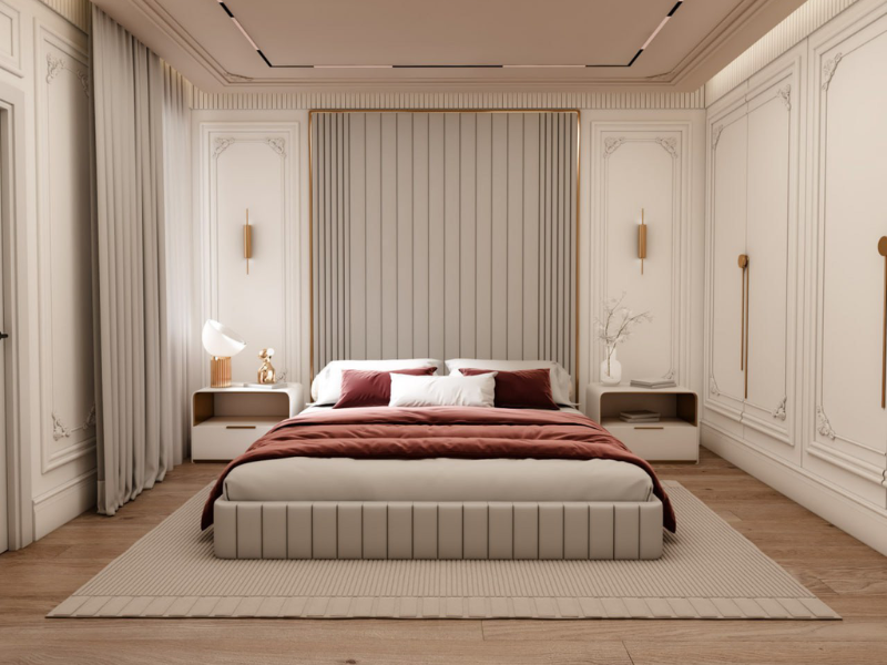 Mẫu thiết kế phòng ngủ đẹp 16m2 phong cách Tân Cổ Điển