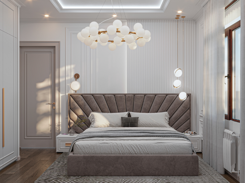 Mẫu thiết kế phòng ngủ 20m2 cho vợ chồng phong cách Tân Cổ Điển