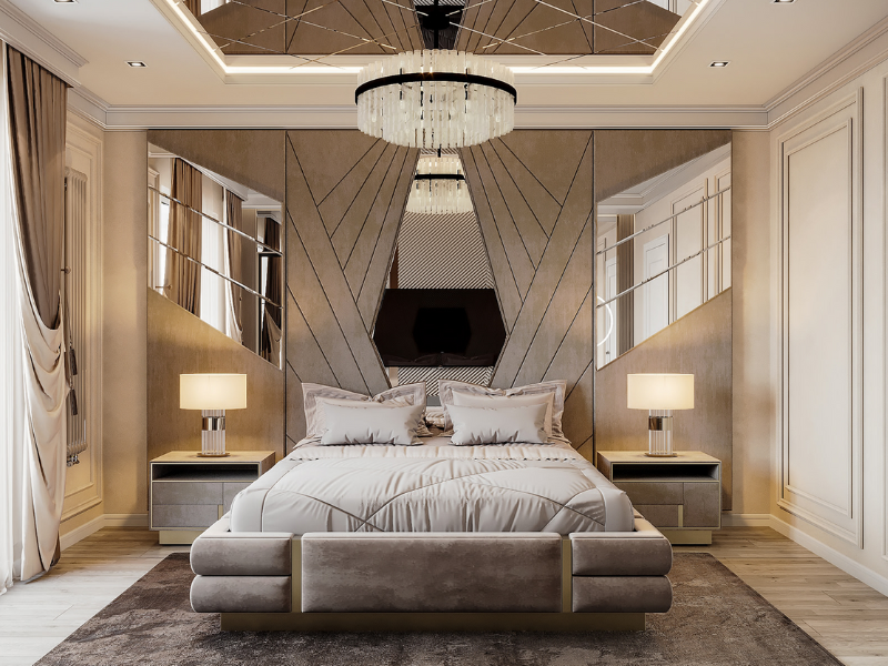 Mẫu thiết kế phòng ngủ 10m2 phong cách Luxury