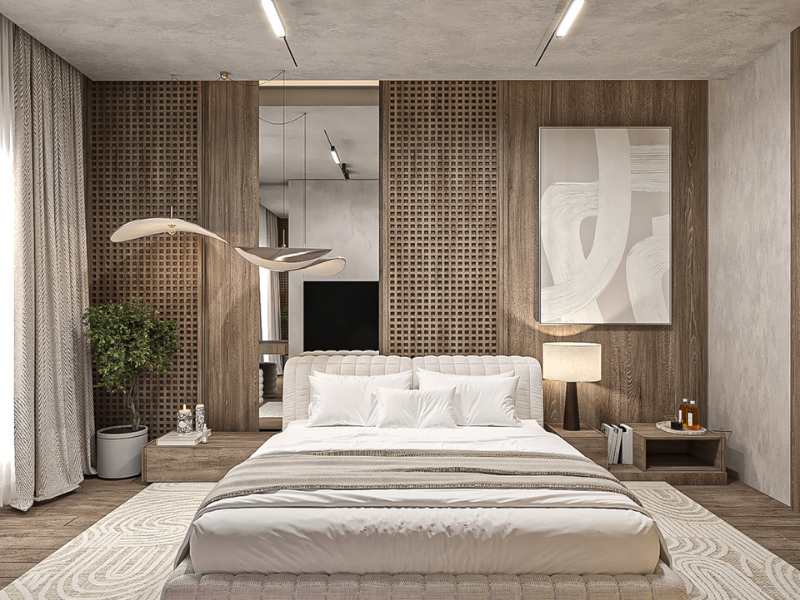 Mẫu thiết kế nội thất phòng ngủ 15m2 phong cách Nhật Bản