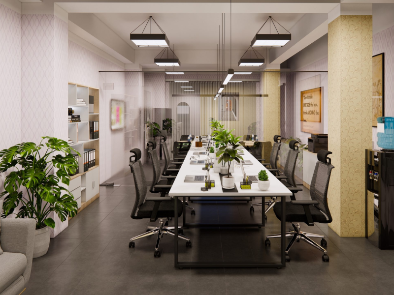 Mẫu thiết kế văn phòng không gian mở cho công ty đa lĩnh vực