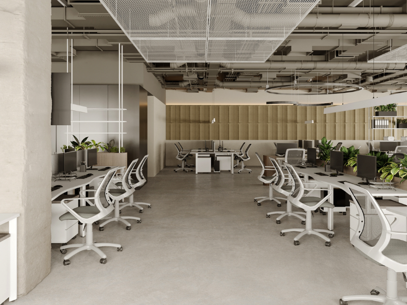 Thiết kế văn phòng không gian mở ưu tiên kết hợp sử dụng nội thất thông minh, linh hoạt